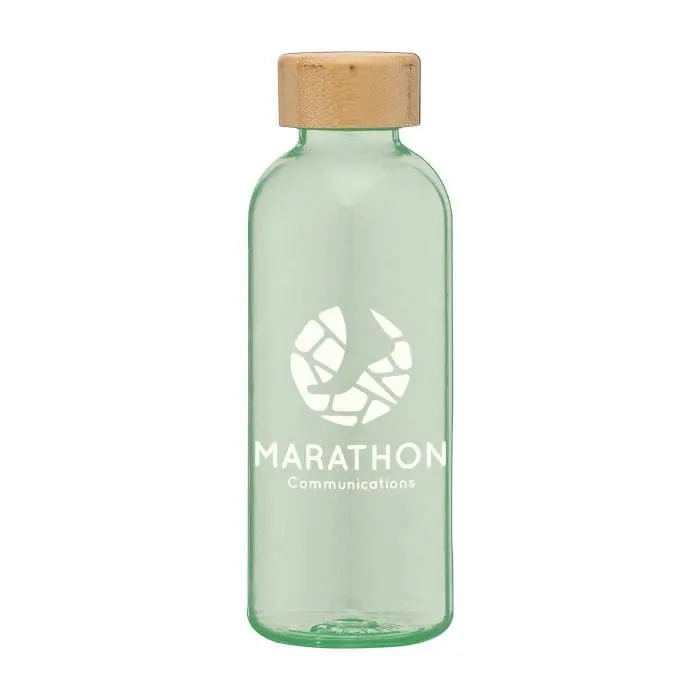 Printed Strom RPET Bottle with Bamboo Lid 650ml in green with printed logo or design