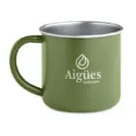 Promotional Caribu Recycled Steel Mug 300ml in green with printed logo or design