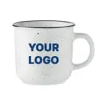 Promotional Piga Ceramic Vintage Speckled Mug 400ml in white with printed logo or design