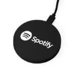 Promotional Thunder Circle Wireless Charging Pad in black with printed logo or design