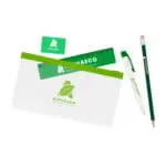 Branded Transparent Pencil Case Kit in green with printed logo or design