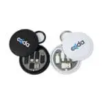 Branded Go Travel Cable Kit in black or white with printed logo or design