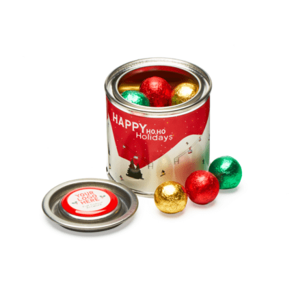 Promotional Small Paint Tin - Solid Chocolate Balls with printed logo or design