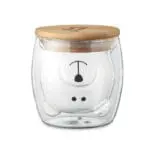 Promotional Smile Bear Face Glass Mug 260ml with printed logo or design