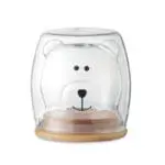 Promotional Smile Bear Face Glass Mug 260ml with printed logo or design