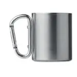 Branded Trumbo Carabiner Steel Mug 220ml with coloured handle and printed logo or design supplied in white box