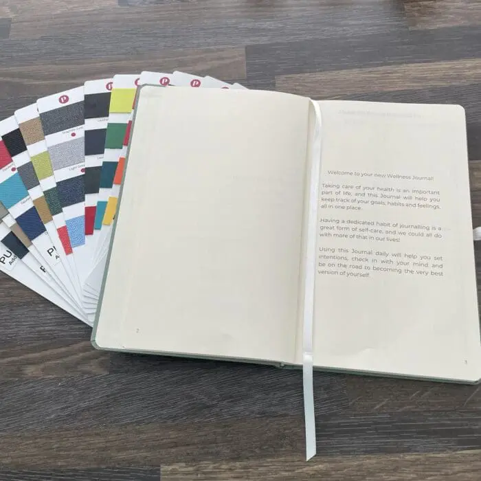 Printed 12 Week Wellness Journal (Full Colour) with printed logo or design and ribbon page marker