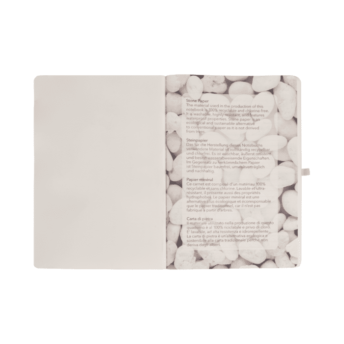 Branded A5 Stone Paper Notebook with printed logo or design and lined pages