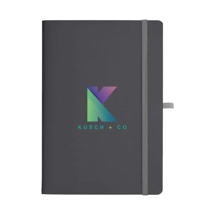 Promotional A5 Stone Paper Notebook in gunmetal with printed logo or design