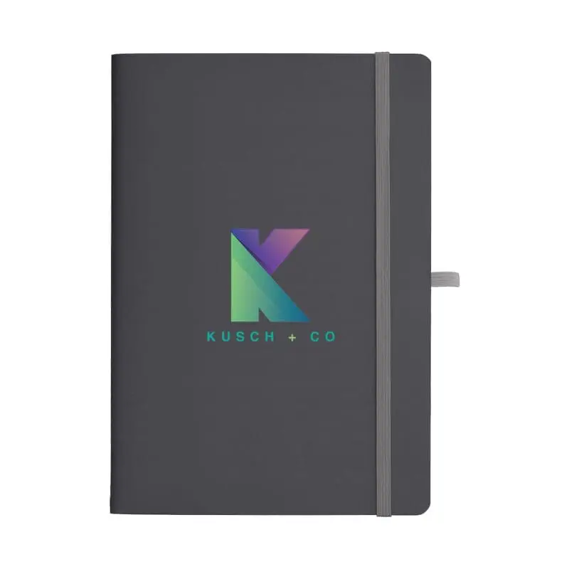 Promotional A5 Stone Paper Notebook in gunmetal with printed logo or design