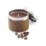 Printed Fragranced Candle in Tin Box with brown candle and printed logo or design