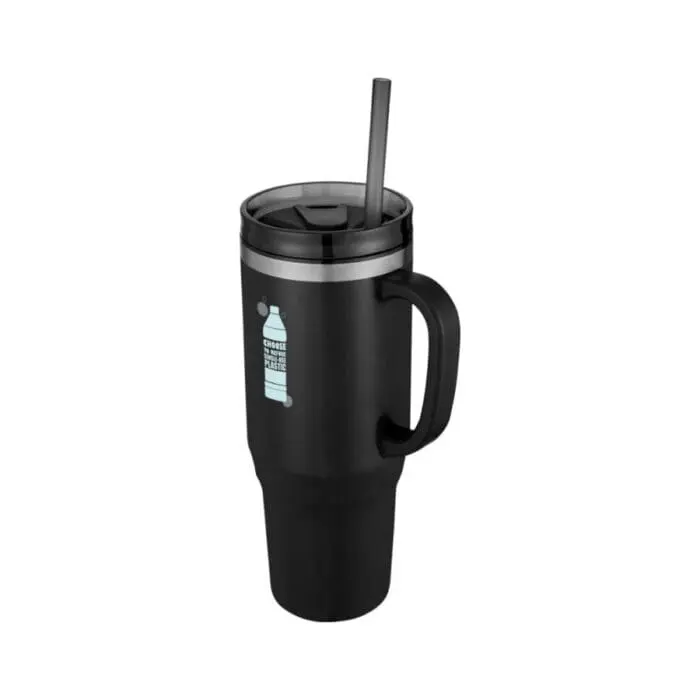 melbourne insulated tumbler with straw 1200ml BK