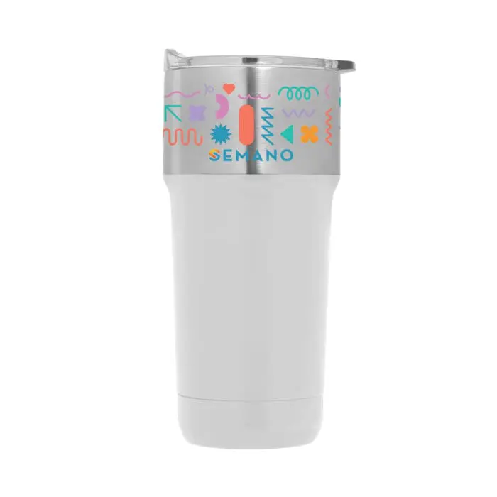 Promotional Optimus Ceramic Interior Tumbler 590ml in white with printed logo or design