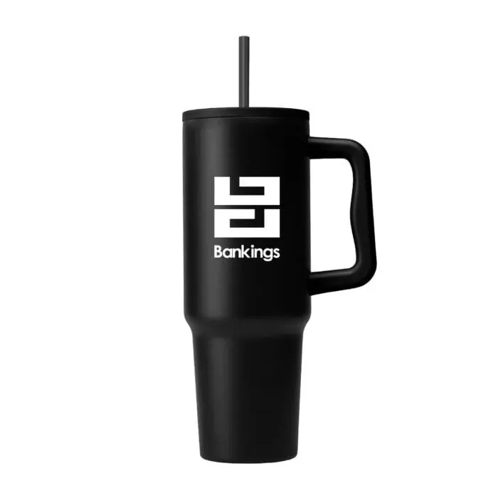 polar pro steel tumbler with straw 1180ml BK