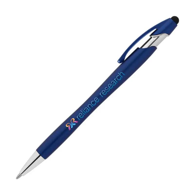 Branded Recycled Stylus Pen with Anti-Fraud Ink in blue with printed logo or design