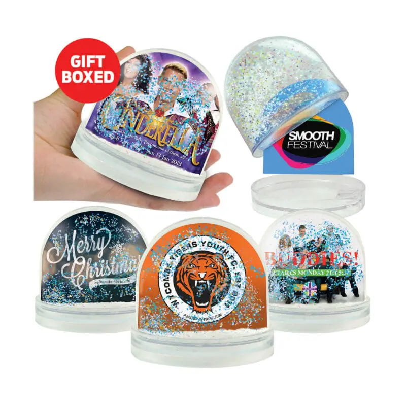 Customised Glitter Snow Dome with printed logo or design