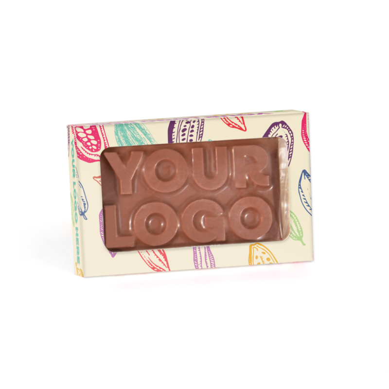 logo shaped milk chocolate window box