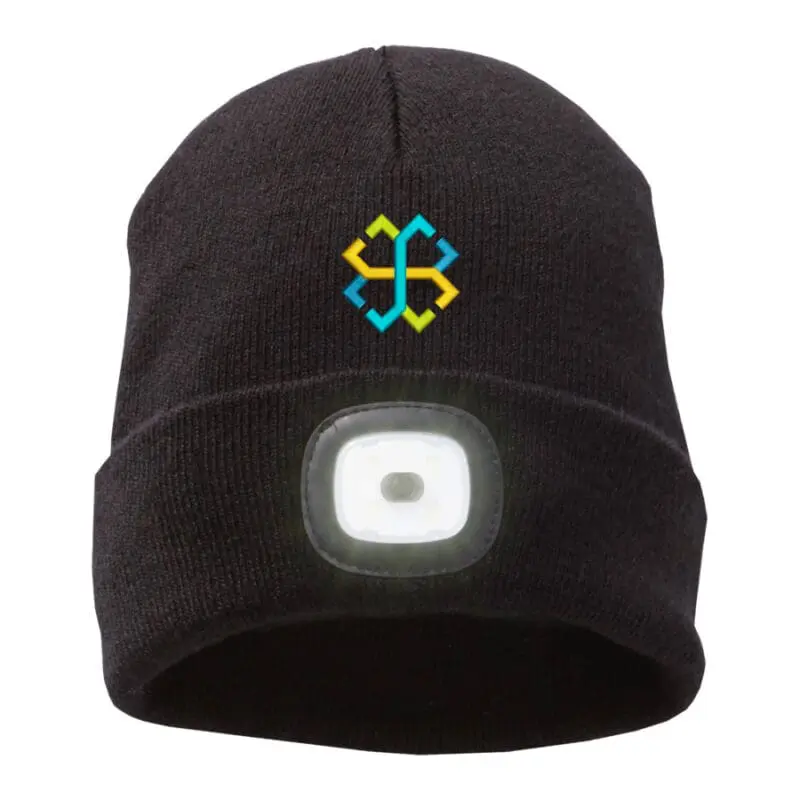 Promotional Mighty LED Beanie with Head Torch with printed logo or design