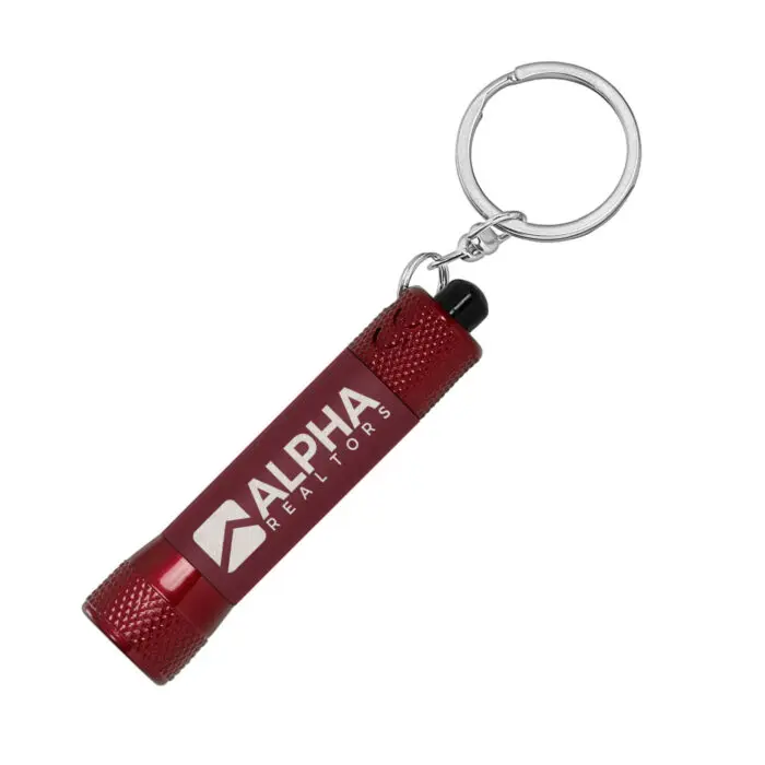 Printed Monochrome 3 LED Soft-Touch Keyring Torch in assorted colours with printed logo or design