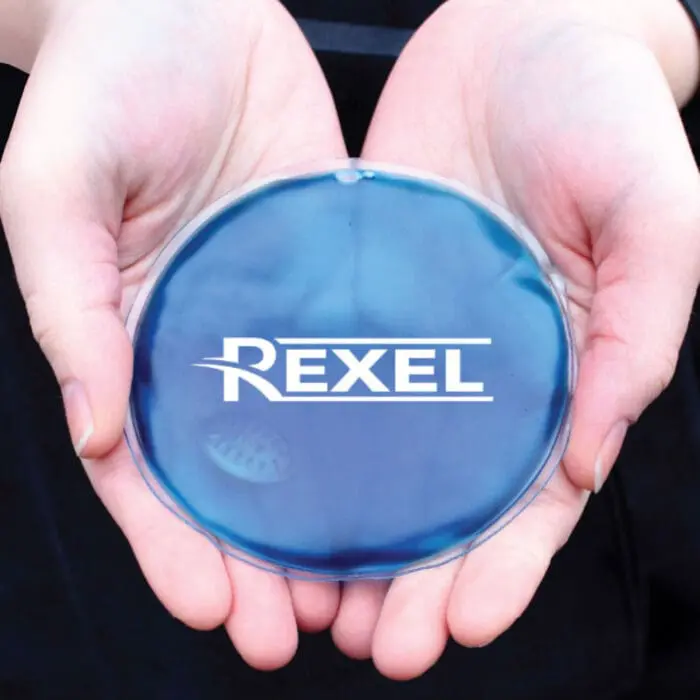 Printed Transparent Round Hand Warmer in blue with printed logo or design