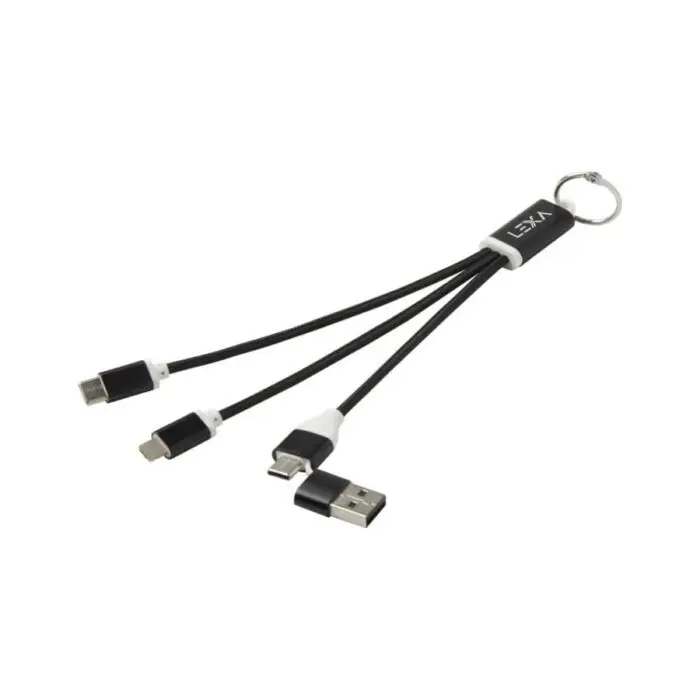 4 in 1 recycled aluminium charging cable BK