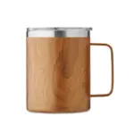 Branded Wood Effect Double Wall Travel Mug with printed logo or design