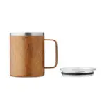 Branded Wood Effect Double Wall Travel Mug with printed logo or design