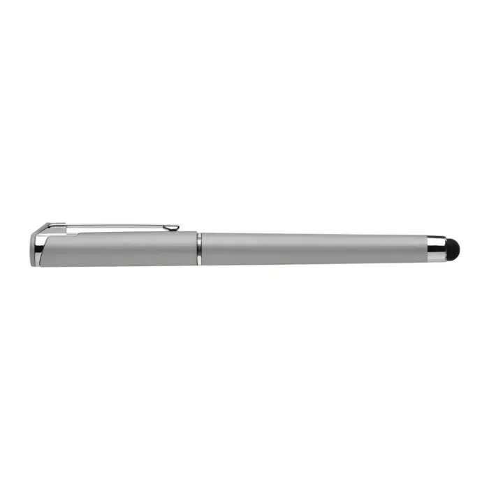 Printed Island Metallic Stylus Gel Pen in silver with printed logo or design