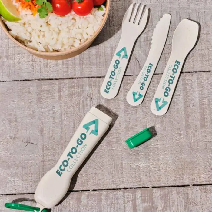 Printed Recycled Eco Cutlery Set in assorted colours printed with logo or design