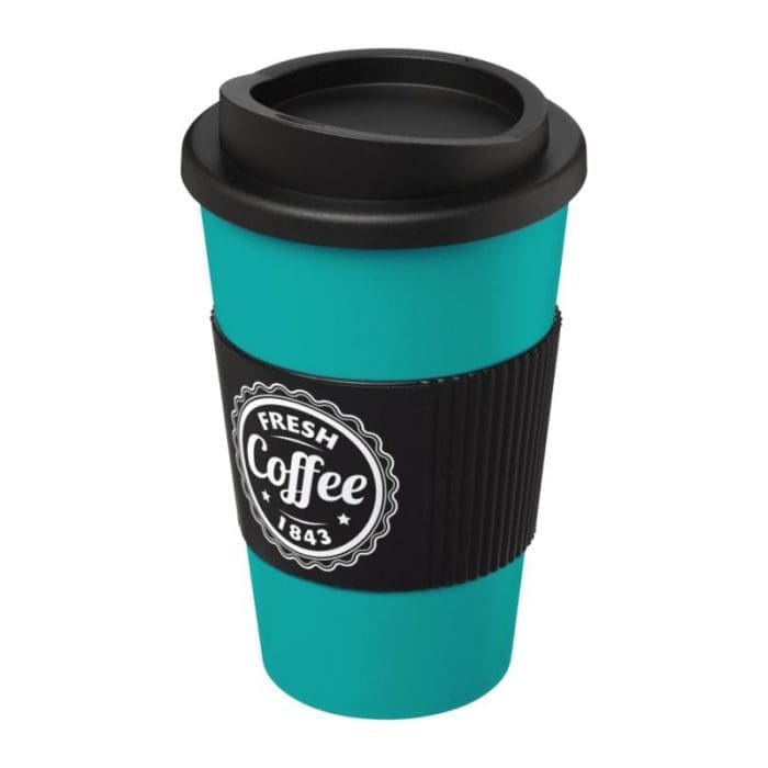 Americano Insulated Tumbler with Grip 350ml AQ BK