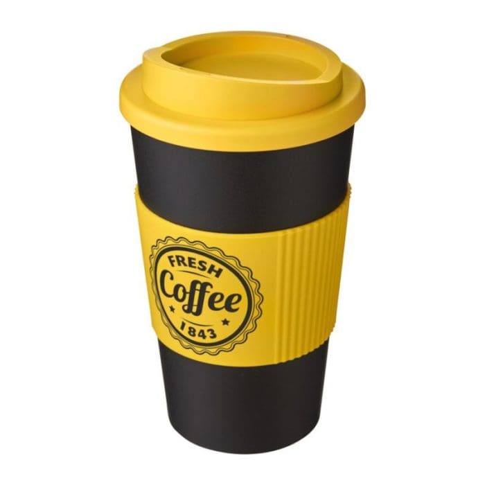 Americano Insulated Tumbler with Grip 350ml BK YL