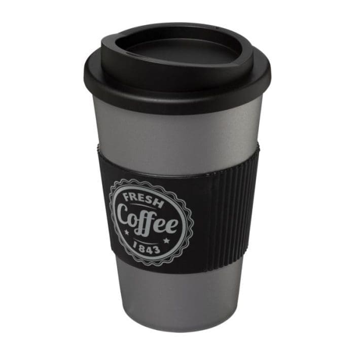 Americano Insulated Tumbler with Grip 350ml SLV BK