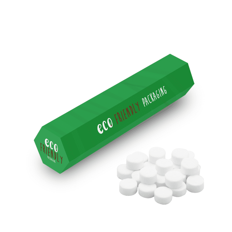 Promotional eco hex tube with midi mints sweets and printed logo