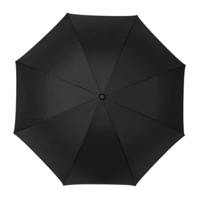 Promotional golf umbrella with EVA handle in black with printed logo top view