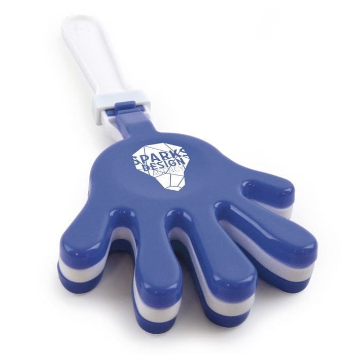 Branded Large Hand Clapper with printed logo in White and Blue