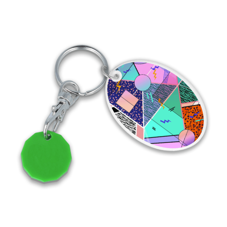 Recycled Trolley Mate Oval Keyring Green