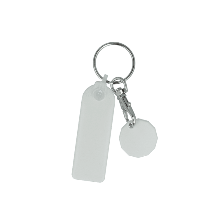 Recycled Trolley Mate Rectangle Keyring White