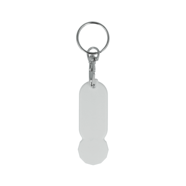 Recycled Trolley Stick Keyring Oblong White