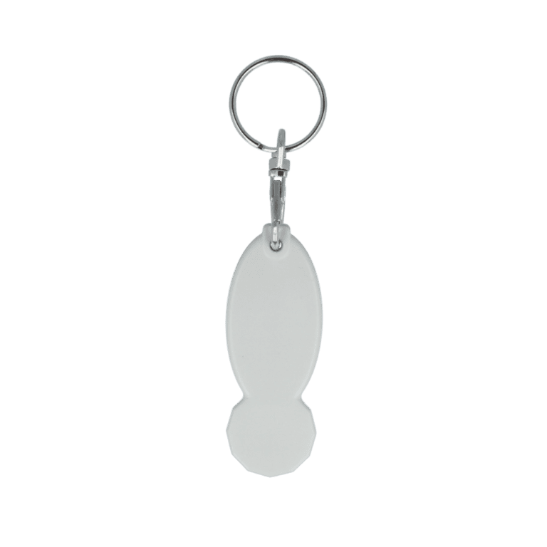 Recycled Trolley Stick Keyring Oval White