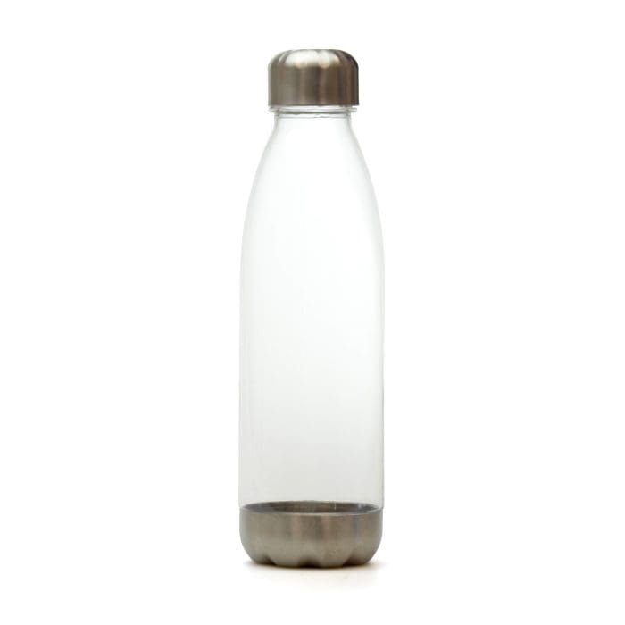 Branded Revive Recycled 650ml Drinks Bottle with Silver lid and Base in Transparent