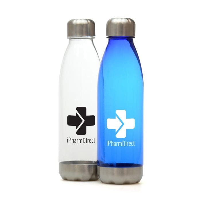 Branded Revive Recycled 650ml Drinks Bottle with Silver lid and Base Colour range