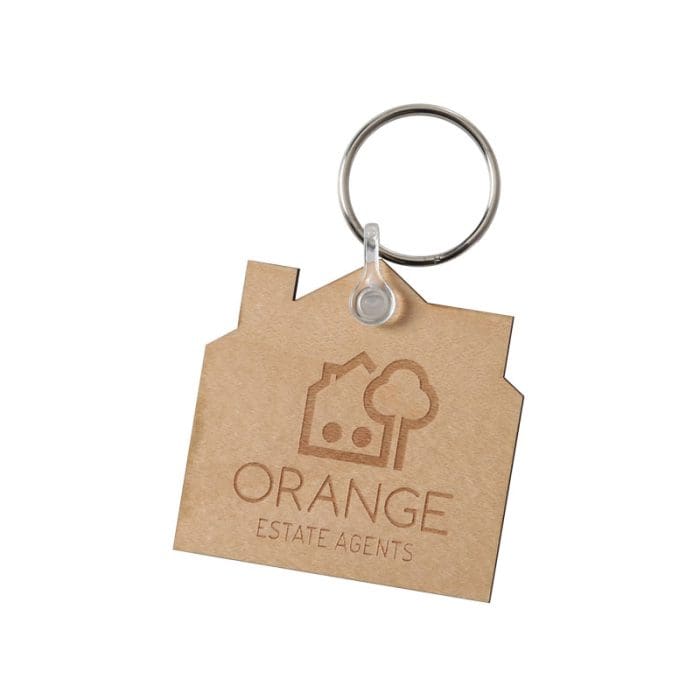 Branded Wood Keyring in House Shape