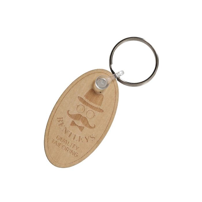 Branded Wood Keyring in Oval Shape