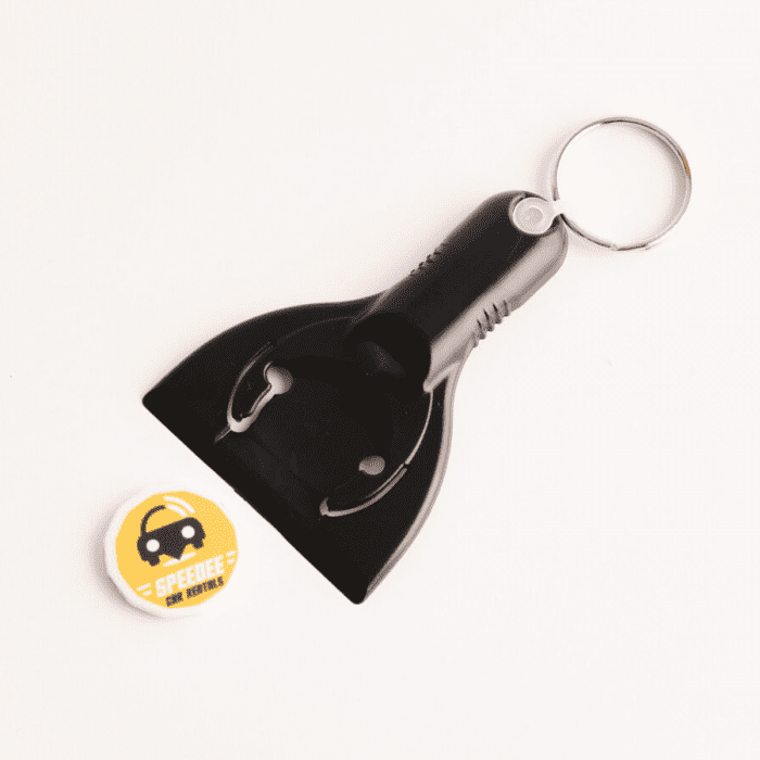 Recycled Trolley Coin Ice Scraper Keyring 2