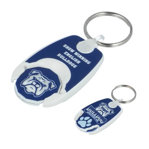 recycled pop coin trolley coin keyring Duo